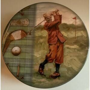 Vintage Thirsty Stone Cork Backing Golf Coaster Set Of 3 With Tin Case
